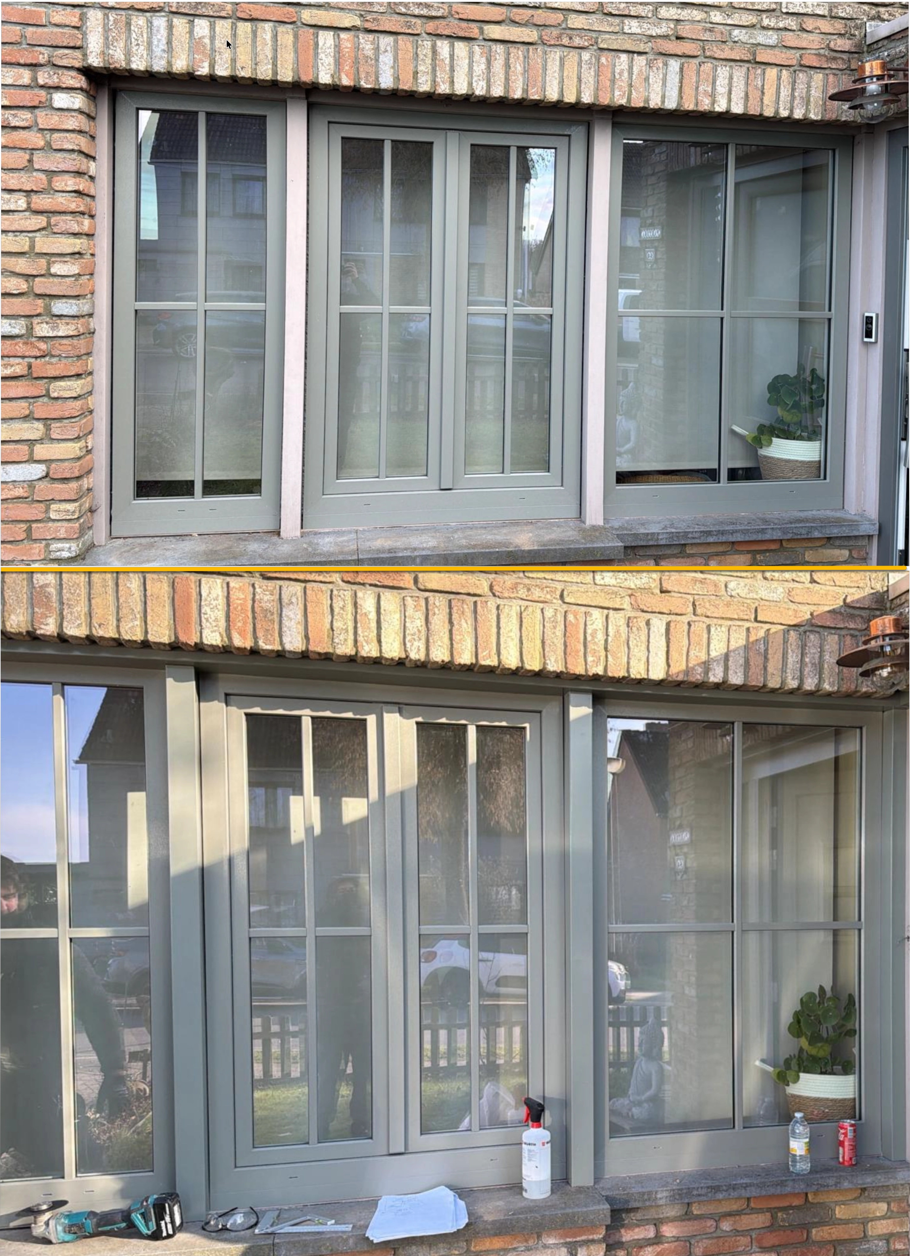 Fenêtres aluminium à ouvrant caché installées dans un immeuble historique de Bruxelles-Ville